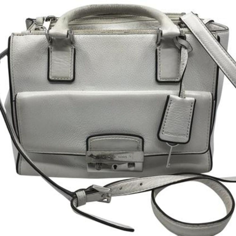 Michael Kors White M Leather Crossbody Bag